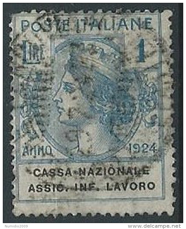 1924 REGNO USATO PARASTATALI 1 LIRA CASSA INF. LAVORO - ED419 - Franchise