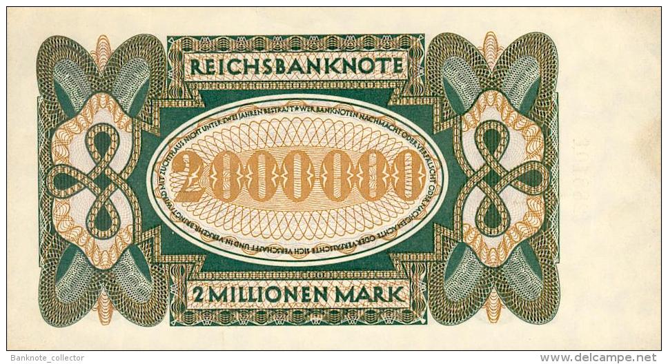 Deutschland, Germany - 2 Mio. Mark, Reichsbanknote, Ro. 89 B ,  ( Serie E/R ) XF ( II ), 1923 ! - 2 Millionen Mark