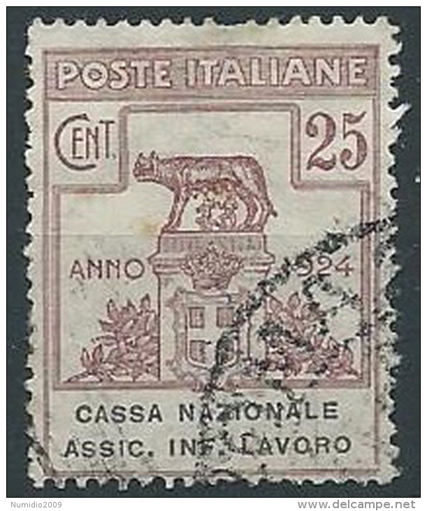 1924 REGNO USATO PARASTATALI 25 CENT CASSA INF. LAVORO - ED419 - Franchise