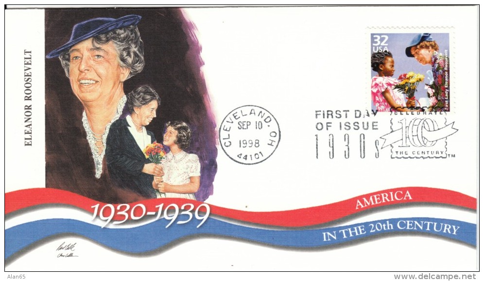 #3185d, Eleanor Roosevelt First Lady, 1930s Celebrate The Century FDC 1990s Cover - 1991-2000