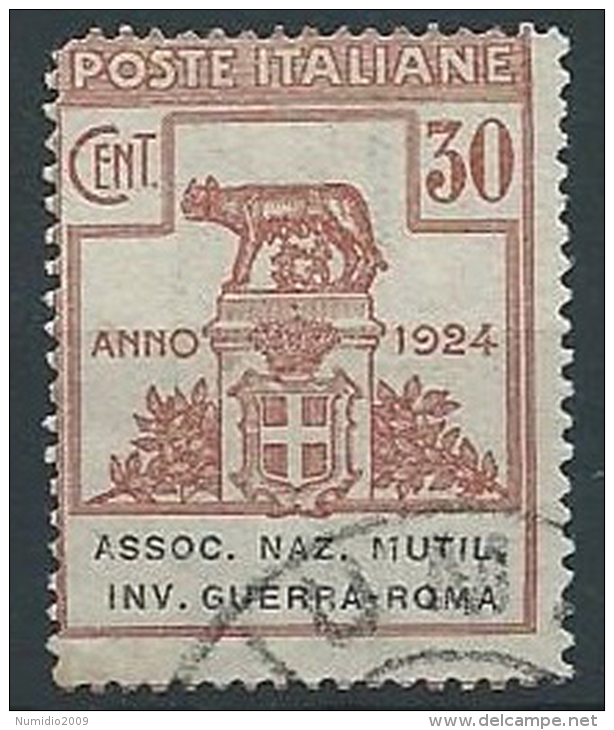 1924 REGNO USATO PARASTATALI 30 CENT INV. GUERRA ROMA - ED418 - Franchise
