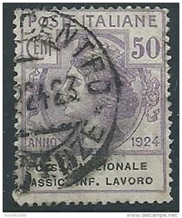 1924 REGNO USATO PARASTATALI 50 CENT CASSA INF. LAVORO - ED419 - Franchise