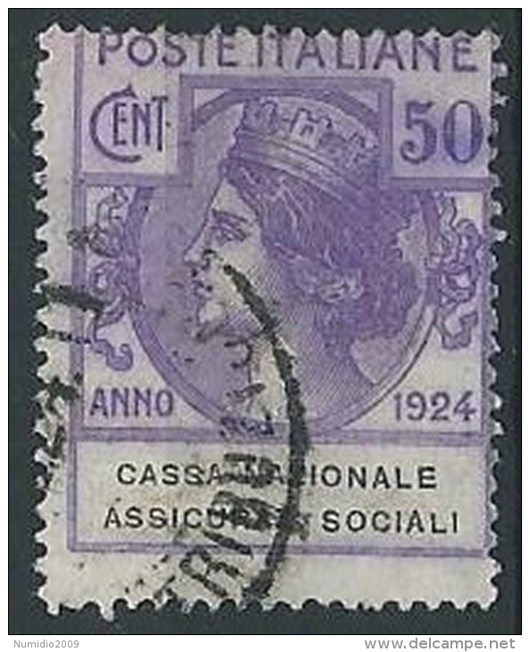 1924 REGNO USATO PARASTATALI 50 CENT CASSA NAZIONALE ASS. SOCIALI - ED419 - Franchise