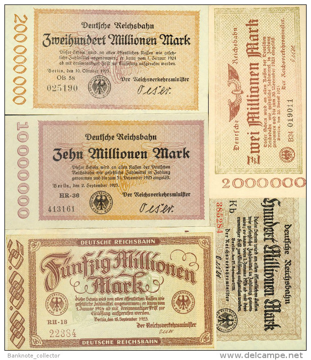 Deutschland, Germany, SET - 10 X  Deutsche Reichsbahn - UNC - RAR, 1923 ! - Sammlungen