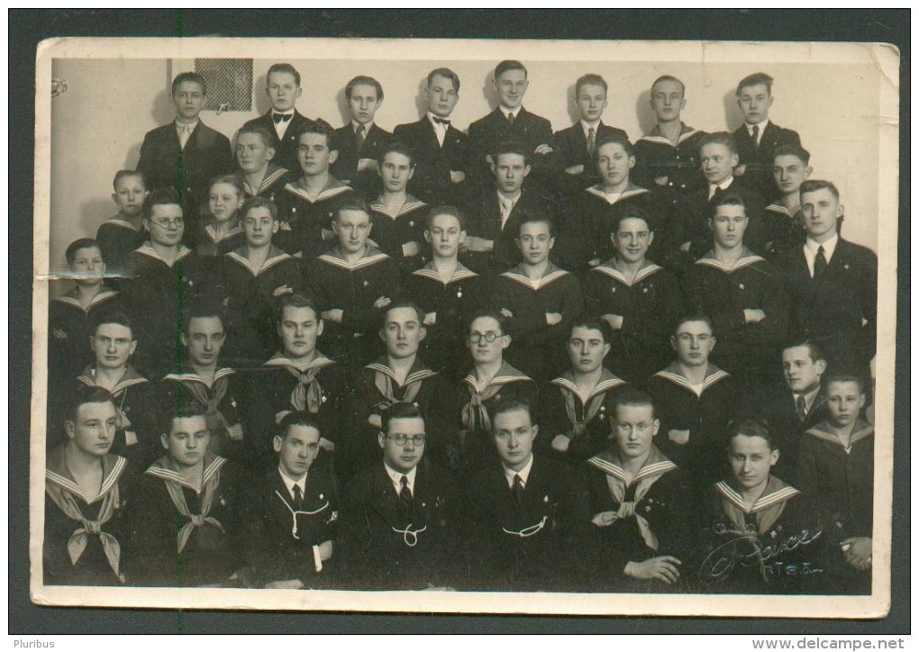 LATVIA  RIGA  1932  BOY SCOUTS SEA SCOUT TEAM  ,  OLD REAL PHOTO , M - Scoutismo