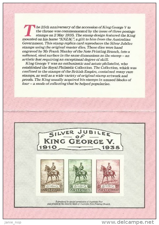 Australia King George V Replica Card - Briefe U. Dokumente