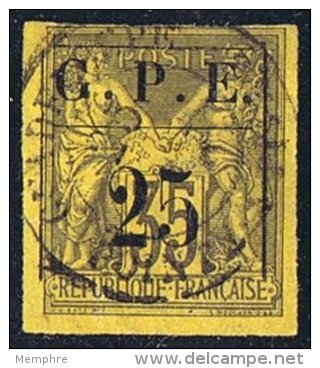 GUADELOUPE  Groupe 35 C  Suchargé G.P.E. 25 Dans Cadre Rectiligne  Grandes Marges Yv 2 - Used Stamps