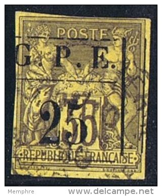 GUADELOUPE  1884  Groupe 35 C. Surchargé G.P.E. 25 C. Cadre Rectiligne Yv 2  Signé L. Miro - Gebraucht