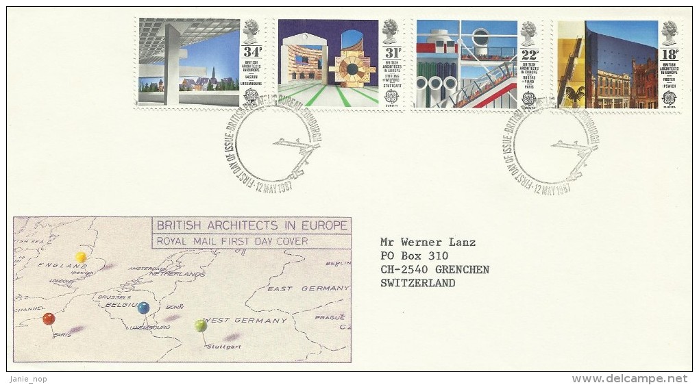 Great Britain 1987 British Archirects In Europe Addressed FDC - 1981-1990 Decimal Issues