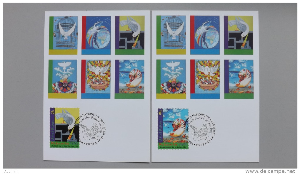 UNO-New York 1030/1 SG 980/1 Sc 918/9 Maximumkarte MK/MC, ESST, Weltfriedenstag: Mein Traum Vom Frieden - Maximum Cards