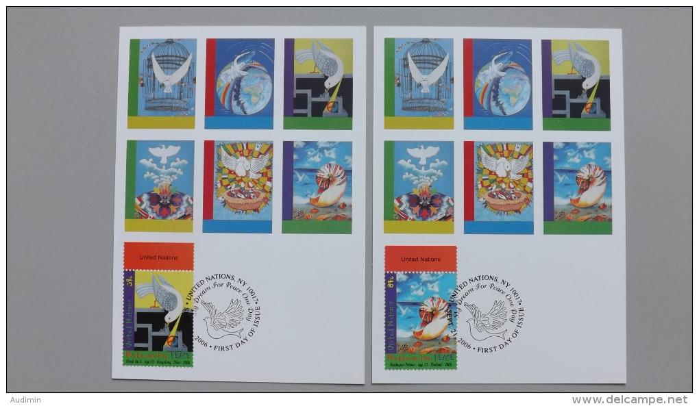 UNO-New York 1030/1 TAB SG 980/1 Sc 918/9 Maximumkarte MK/MC, ESST, Weltfriedenstag: Mein Traum Vom Frieden - Maximum Cards