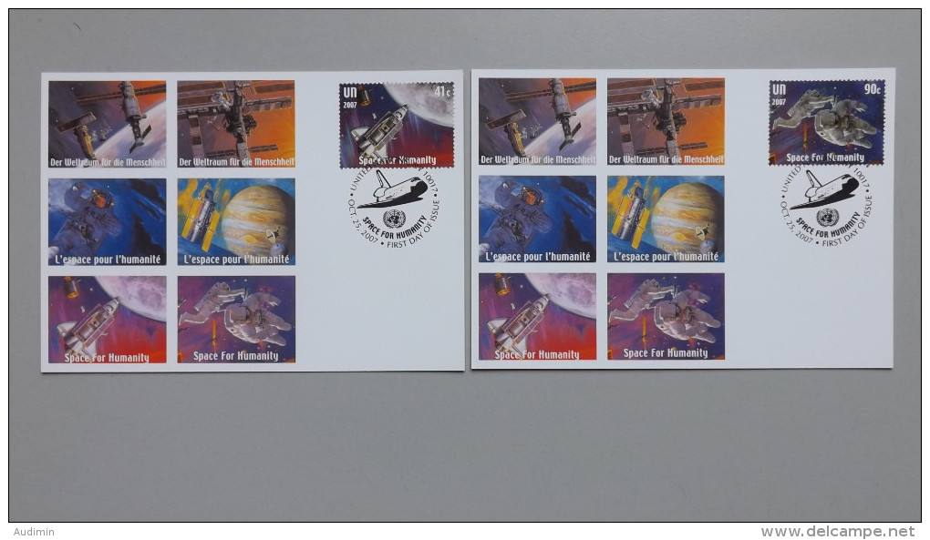 UNO-New York 1075/6 Sc 981/2 Maximumkarte MK/MC, ESST, 50 Jahre Weltraumfahrt - Maximum Cards