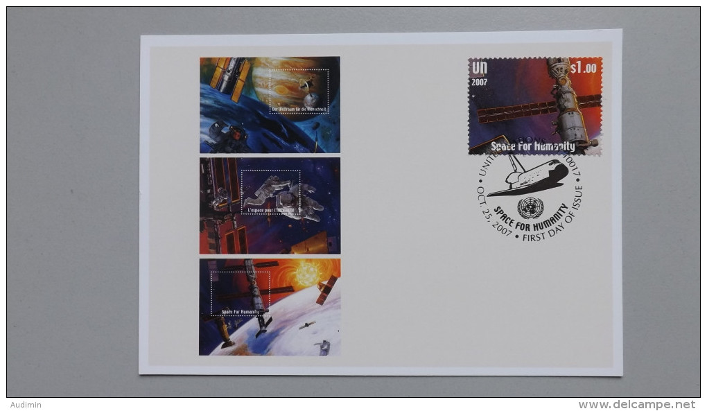 UNO-New York 1077 Sc 983 Maximumkarte MK/MC, ESST, 50 Jahre Weltraumfahrt Block - Cartes-maximum