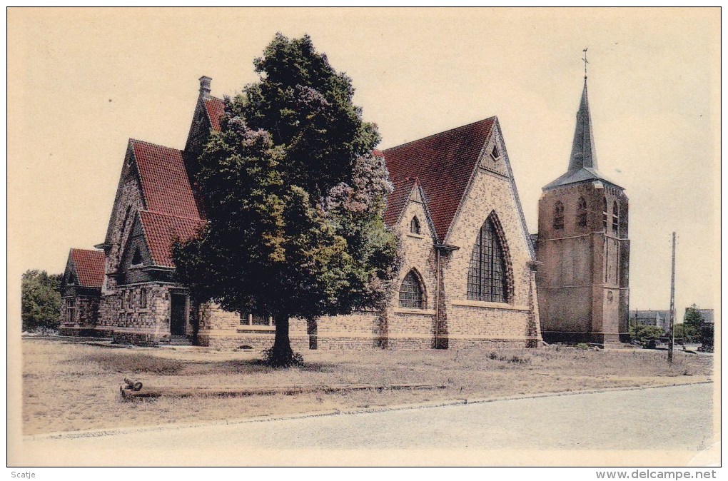 Houthalen   Kerk;  (Uit Plakboek) Prachtige Gekleurde Kaart! - Houthalen-Helchteren