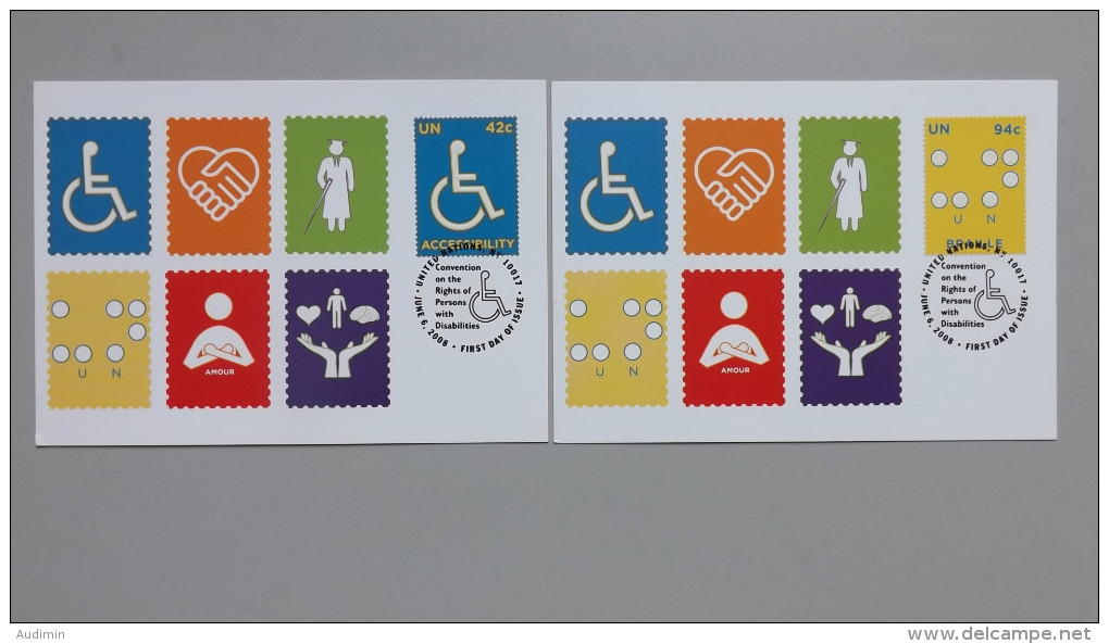 UNO-New York 1097/8 Maximumkarte MK/MC, ESST, Übereinkommen über Die Rechte Von Menschen Mit Behinderungen - Cartes-maximum