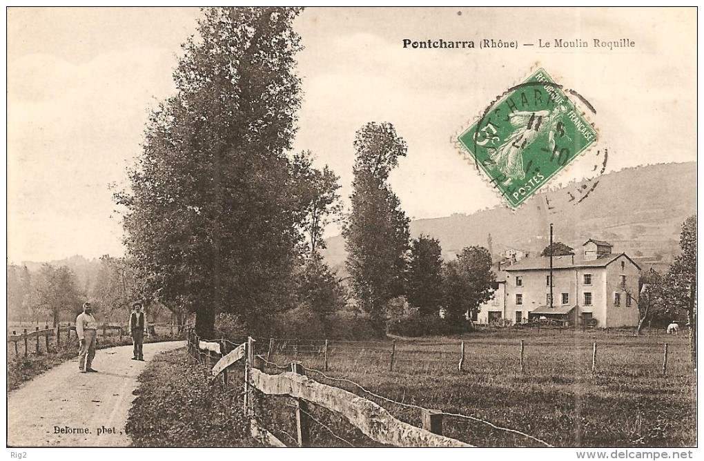 69 - PONTCHARRA,  LE MOULIN ROQUILLE - ECRITE - Pontcharra-sur-Turdine