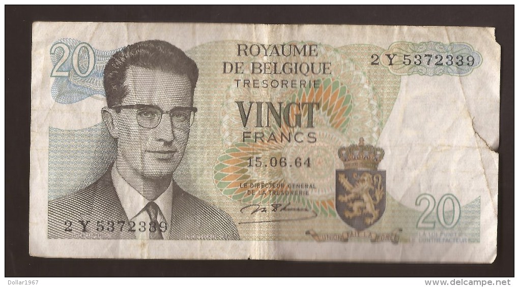 België Belgique Belgium 15 06 1964 20 Francs Atomium Baudouin. 2 Y 5372339 - 20 Franchi