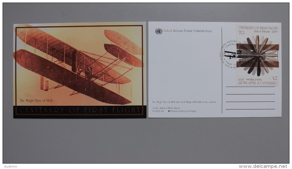 UNO-New York 923/4 Sc 840/1 Maximumkarte MK/MC, ESST, 100. Jahrestag Des Ersten Motorfluges Der Brüder Wright - Maximum Cards