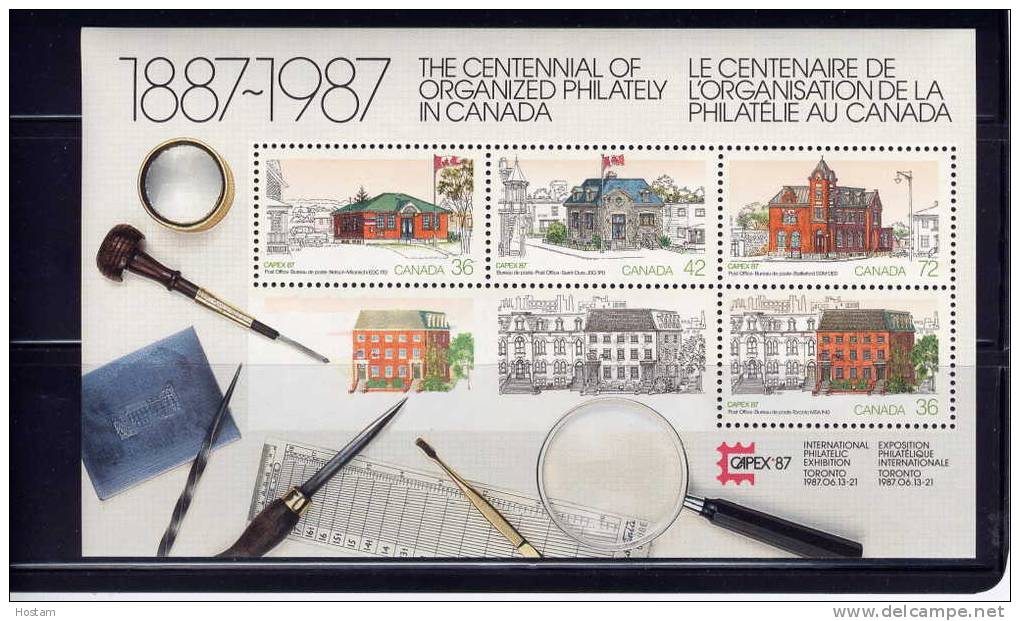 Canada #1125A, CAPEX 87: Various Post Offices Buildings, Postes Canadiennes Batiment ,   SS MNH   1987 - Blocs-feuillets