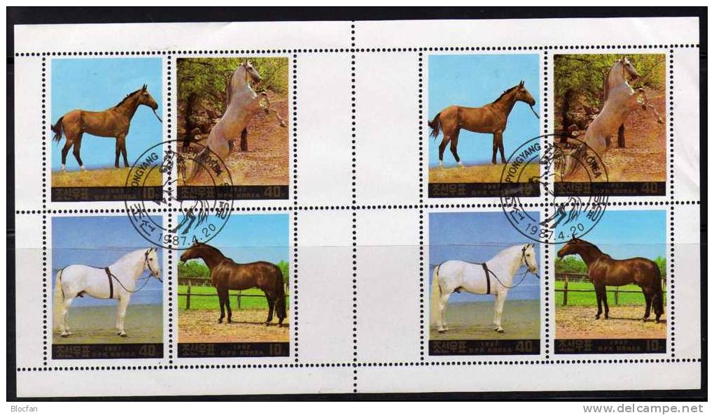 Naturschutz Pferdezucht 1987 Korea 2837/0 Im 8-Kleinbogen O 12€ Pferde WWF Selten Rennpferde M/s Horse Sheetlet Bf Corea - Usati