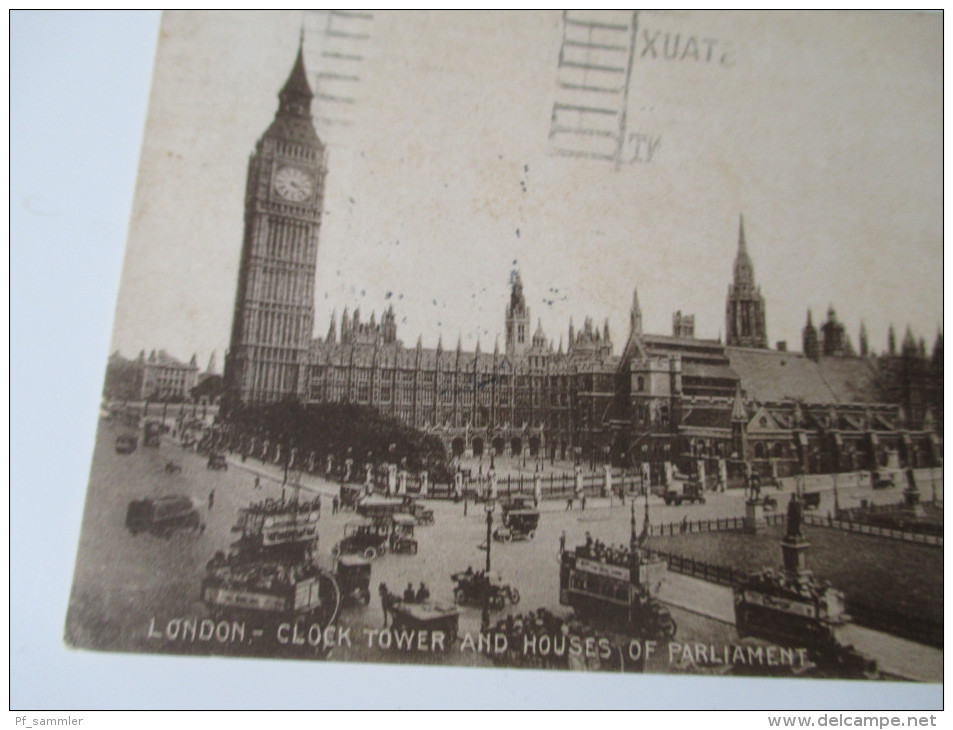 AK 1929 London - Clock Tower And Houses Of Parliament. Gelaufen Nach Bucarest Mit Französicher Briefmarke!! - Houses Of Parliament