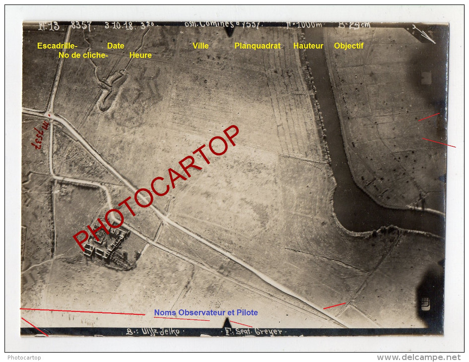 Est De COMINES-KOMEN-Photo Aerienne Allemande-Fl.13-JELKO+GREYER-3-10-18-Guerre 14-18-1WK-BELGIEN-Flandern-Aviation- - Comines-Warneton - Komen-Waasten