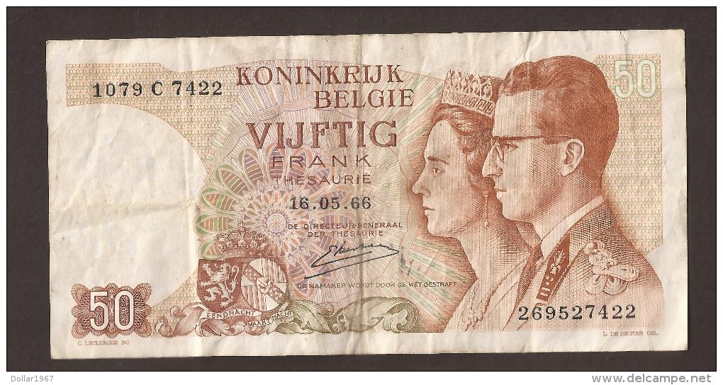 België 50 Frank 14-5- 1966 -NO: 1079 C 7422 - 50 Francs