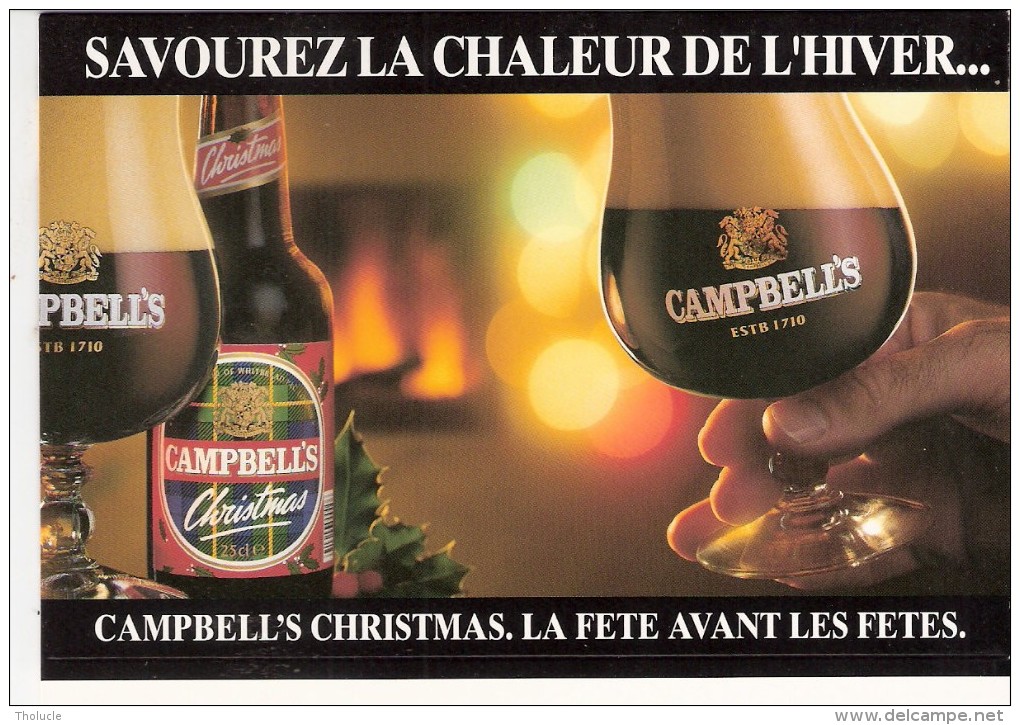 Campbell's Christmas Scotch Ale-Bière- Publicité De Table-savourez La Chaleur De L'hiver-chevalet -Recto-Verso-15x13cm- - Autres & Non Classés