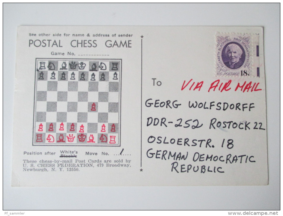 USA 1973 Postal Chess Game Move No 1. Butler - Rostock. Fernschach - Storia Postale