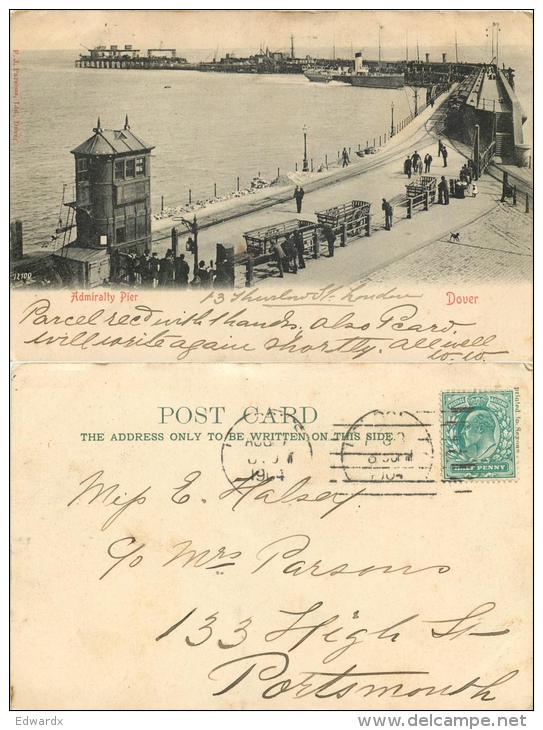 Admiralty Pier, Dover, Kent Postcard 1904 Stamp Undivided Back - Dover