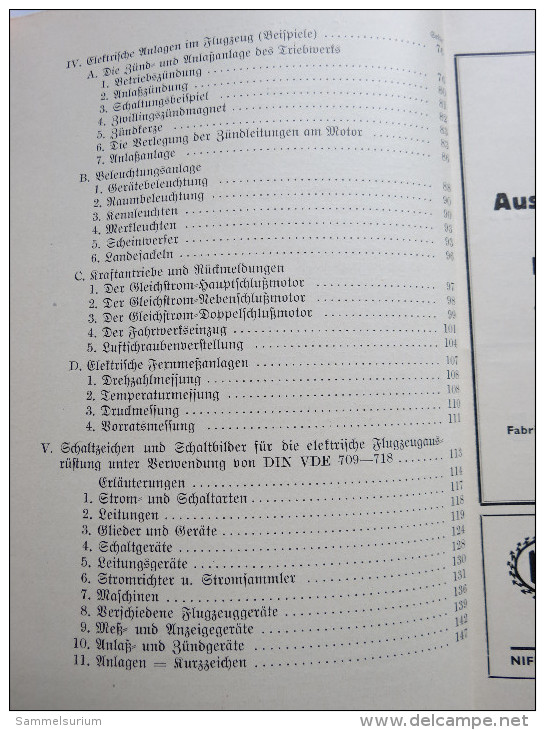 Luftfahrt-Lehrbücherei "Elektrische Flugzeugausrüstung" (Band 5) Von 1938 - Technical