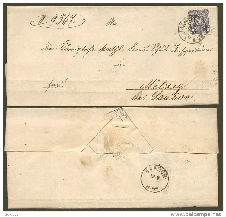 DR 1878 Nr. 34 Auf Doppel-Brief Mit Aptiertem Preußen-K2 LIEGNITZ > Milzig Bei SAABOR OPD Liegnitz - Lettres & Documents