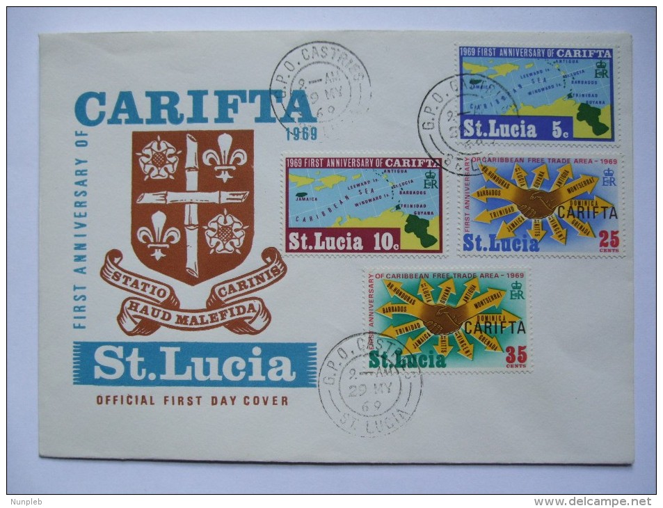 ST. LUCIA 1969 CARIFTA FIRST DAY COVER WITH CASTRIES MARKS - St.Lucia (...-1978)