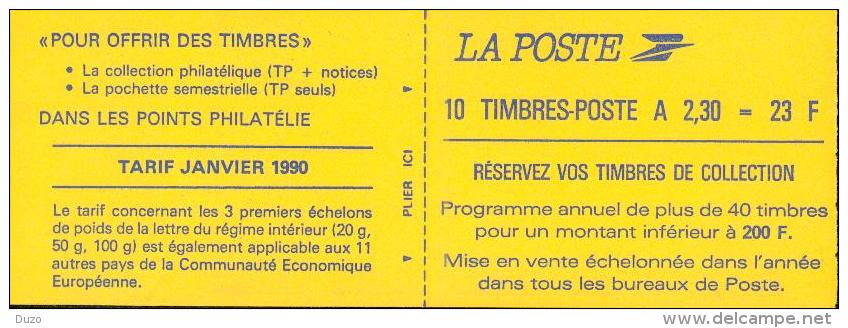 Carnet 10 TP - Marianne De Briat 2,30 F Non Plié Dentelé 3 Côtés - Y&T N° 2629-C1 ** TTB - Voir (2 Scans). - Autres & Non Classés