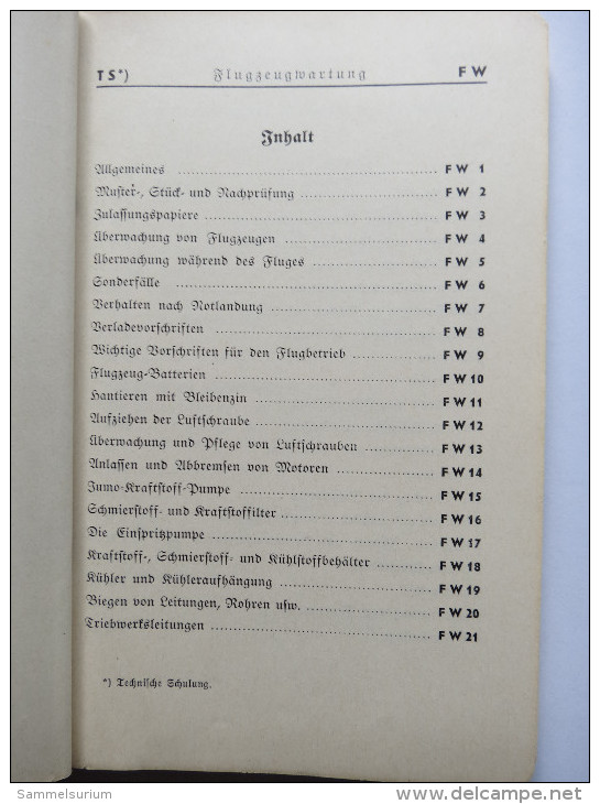 Lehrblätter (Die Wartung Des Flugzeuges) Für Die Technische Ausbildung In Der Luftwaffe Von 1938 - Técnico