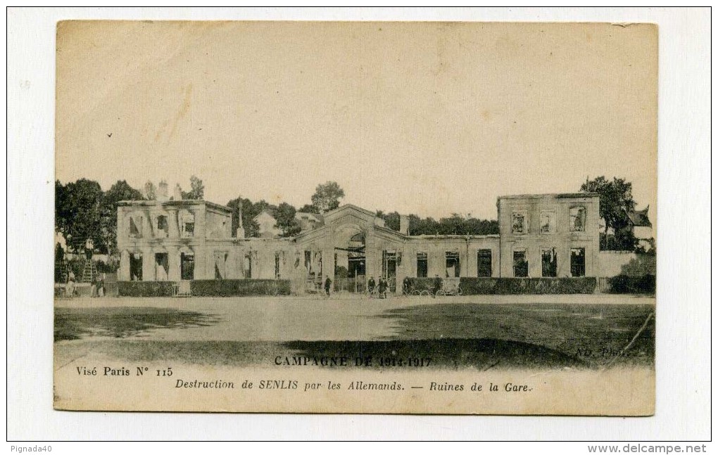 CP , MILITARIA , GUERRE 1914-1918 , Destruction De Senlis Par Les Allemands, Ruines De La Gare - Weltkrieg 1914-18