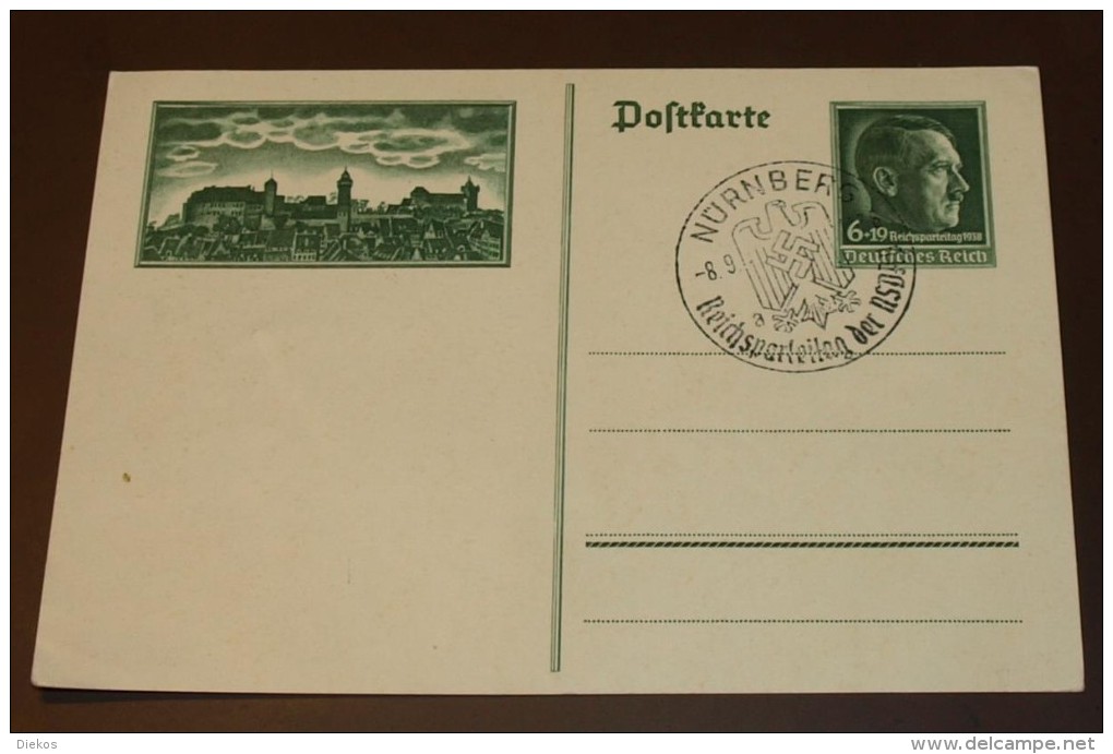 Deutsches Reich Brief  Ganzsache Hitler RPT 1938 Nürnberg  #cover2332 - Lettres & Documents