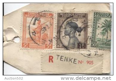 PR702/ Belgisch Congo Belge TP 254-237-263 S/Echantillon Sans Valeur Recommandé C.Tenke En 1945 V.Marchienne-Au Pont - Briefe U. Dokumente