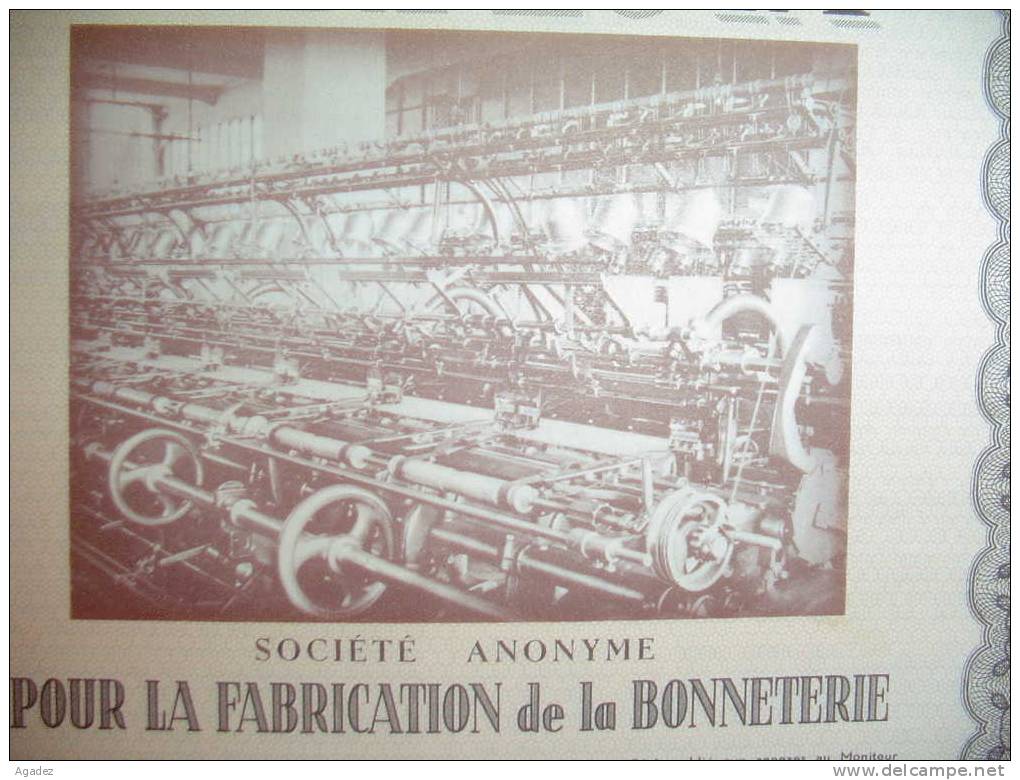 Action"Perfecta" Sté Pour La Fabrication De La Bonneterie Bruxelles(t 1947 Excellent état,reste Des Coupons Imp.Protecto - Tessili