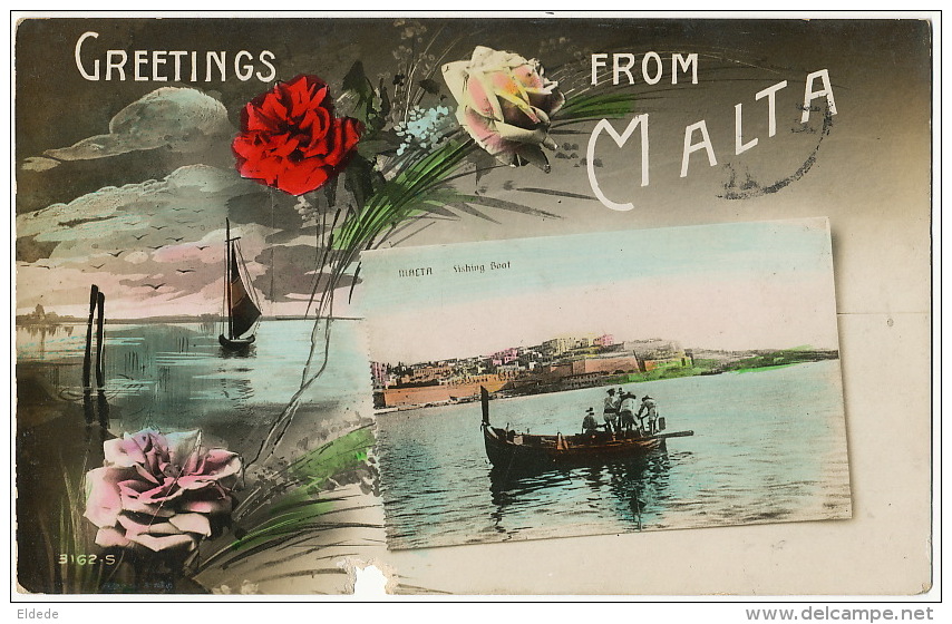 Greetings From Malta Fishing Boat Defect Hole At The Bottom - Malte