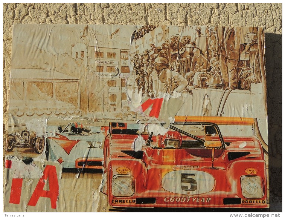 X DUEL FERRARI 312 PORSCHE 908 BOX TARGA FLORIO DECOLLAGE SU TAVOLA 40X30 RACE - Altri & Non Classificati