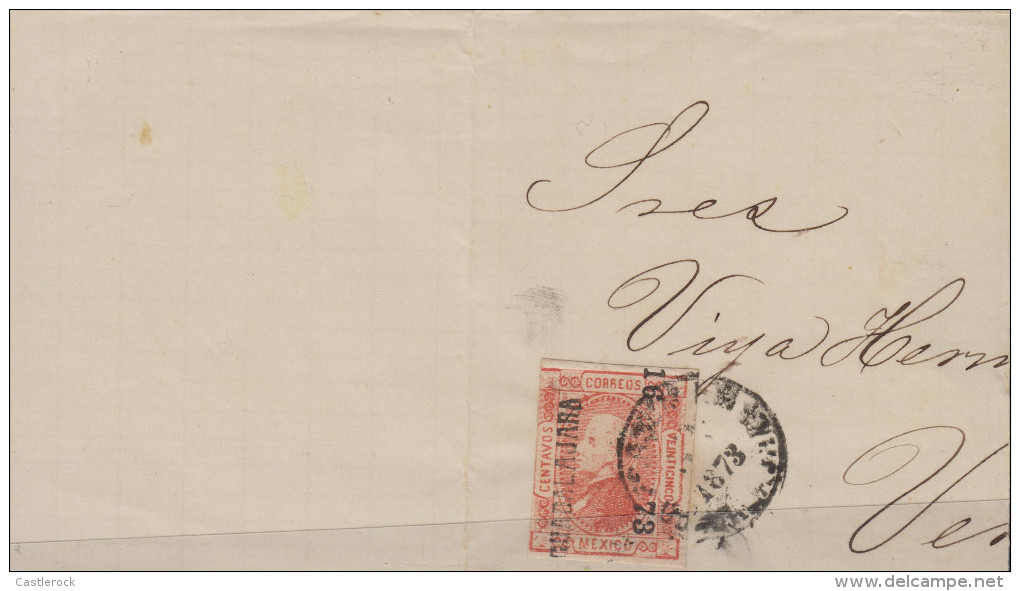 G)1873 MEXICO, HIDALGO ISSUE 25 CTS. GUADALAJARA 16 73, CIRCULATED COVER TO VERACRUZ, XF - Mexico