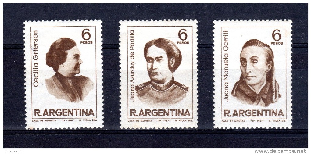 ARGENTINA - 1967 - Famous Argentine Women - Sc 832 To 834 - VF MNH - Spots In The Back - Neufs