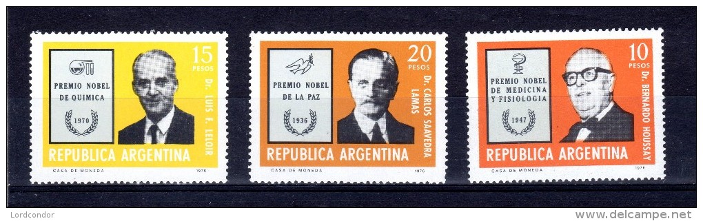 ARGENTINA - 1976 - Argentine Nobel Prize Winners - Sc 1135 To 1137 -  VF MNH - Neufs