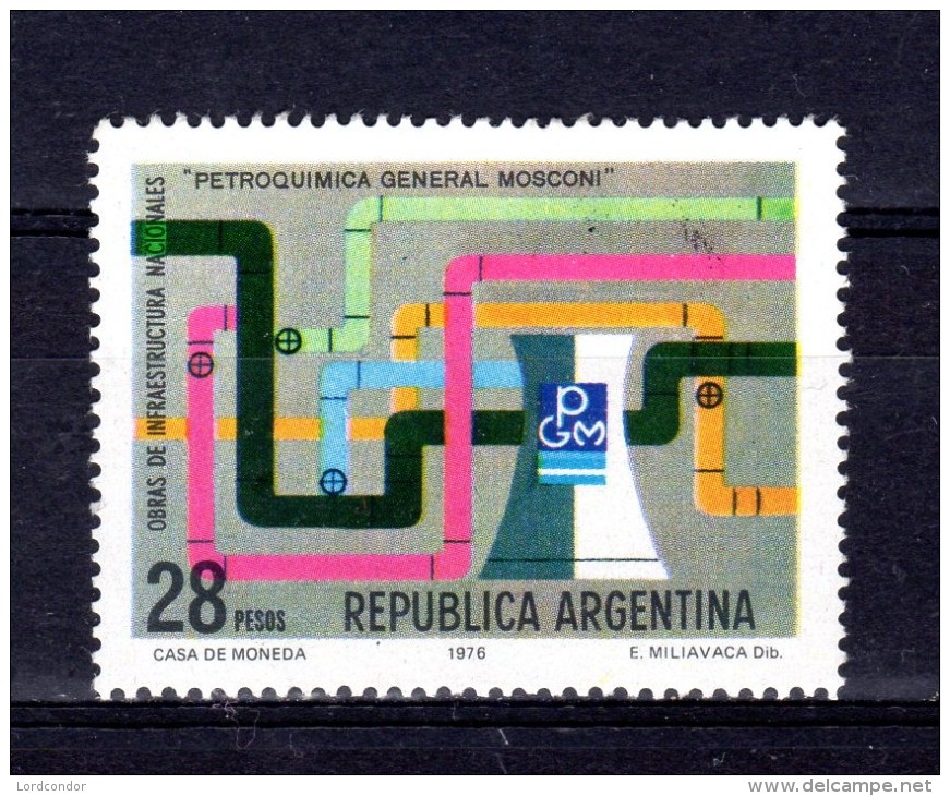 ARGENTINA - 1976 - Pipelines And Coolling Tower, Gen Mosconi Plant - Sc 1139 -  VF MNH - Neufs