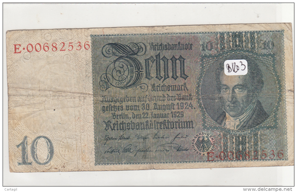 Billets - B1203   Allemagne   - Billet 10 Reichsmark 1924 ( Type, Nature, Valeur, état... Voir Double Scan) - 10 Mark