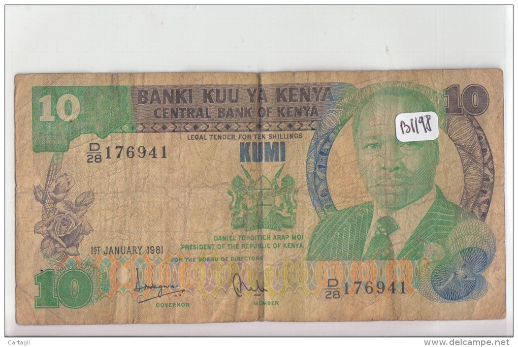 Billets - B1198  -   Kenya    - Billet 10 Kumi 1981 ( Type, Nature, Valeur, état... Voir Double Scan) - Kenya
