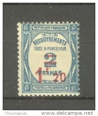 FRANCE STAMP TIMBRE TAXE N° 64 \" 1F20 SUR 2F BLEU \" NEUF Xx TB - Sonstige & Ohne Zuordnung