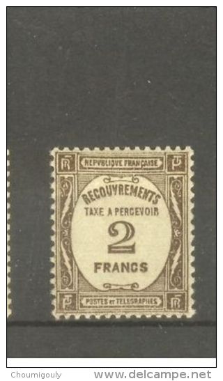 FRANCE STAMP TIMBRE TAXE N° 62 \" 2F SEPIA \" NEUF Xx TTB - Sonstige & Ohne Zuordnung