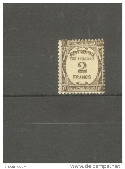 FRANCE STAMP TIMBRE TAXE N° 62 \" 2F SEPIA \" NEUF Xx TB - Sonstige & Ohne Zuordnung